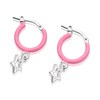Thumbnail Image 1 of Children's Sterling Silver Pink Enamel Star Hoop Earrings