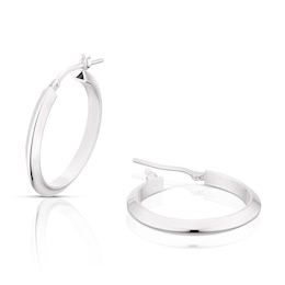 Sterling Silver Bevelled Edge Hoop Earrings 20mm