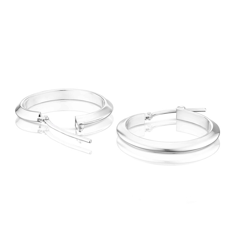 Main Image 2 of Sterling Silver Bevelled Edge Hoop Earrings 20mm