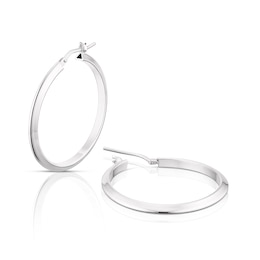 Sterling Silver Bevelled Edge Hoop Earrings 30mm