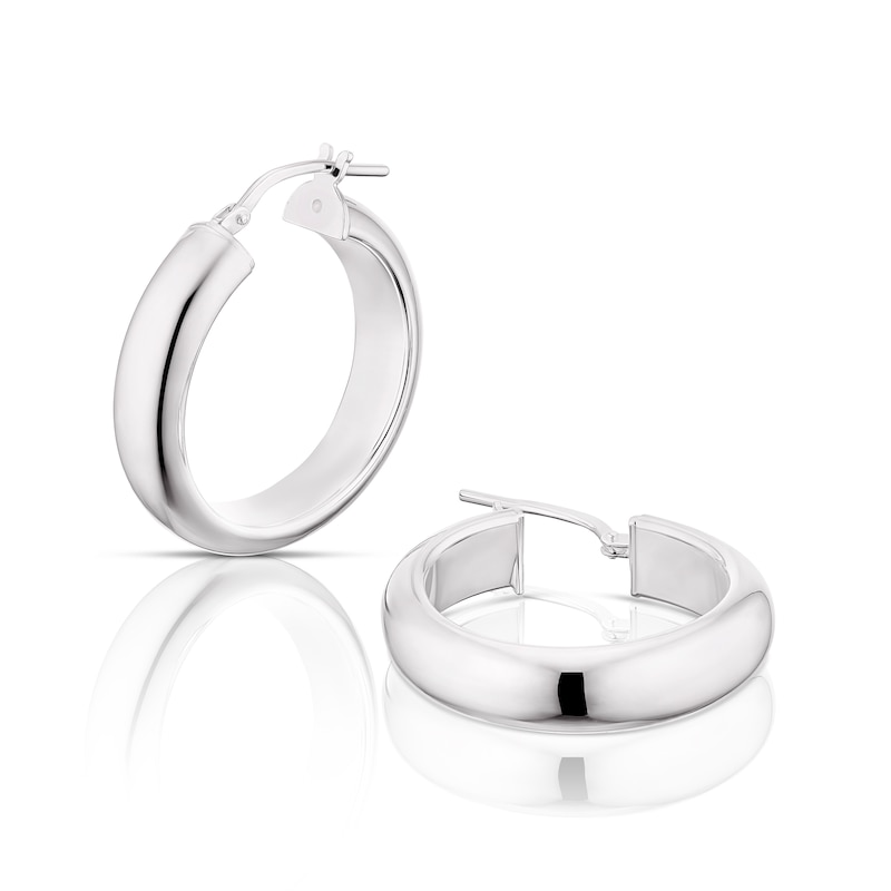 Main Image 1 of Sterling Silver Chunky Hoop Earrings 20mm