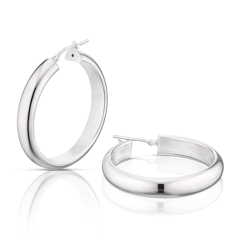 Main Image 1 of Sterling Silver Chunky Hoop Earrings 30mm