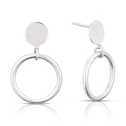 Sterling Silver Circle Disc Drop Earrings