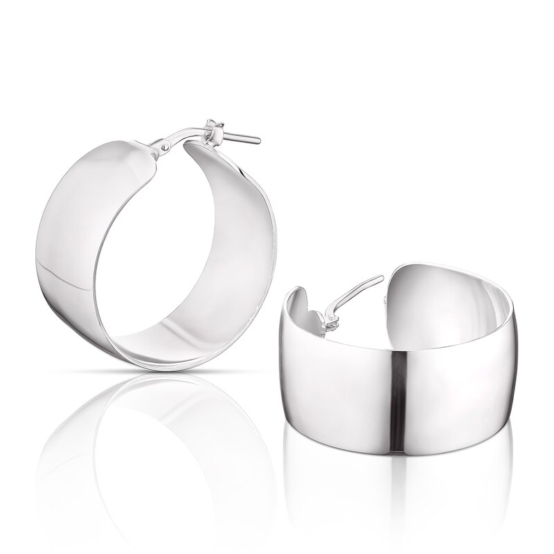 Sterling Wide Flat Hoop Earrings 20mm H.Samuel