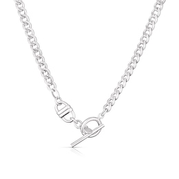 Sterling Silver T-Bar Curb Chain Necklace