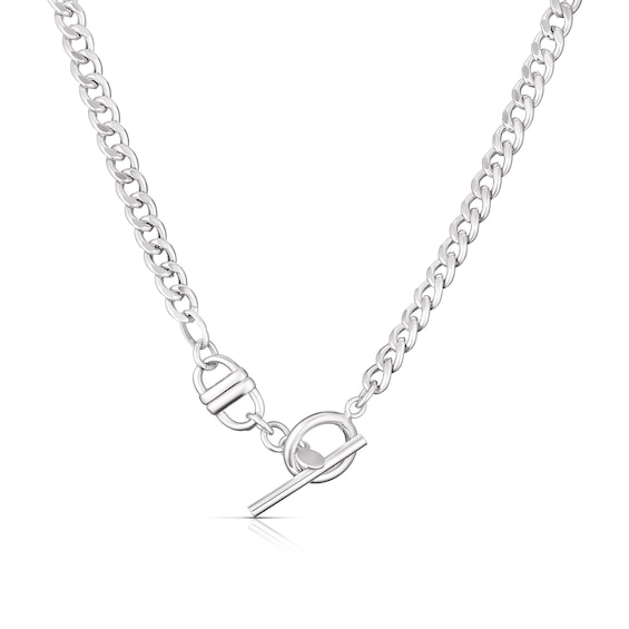 Sterling Silver T-Bar Curb Chain Necklace