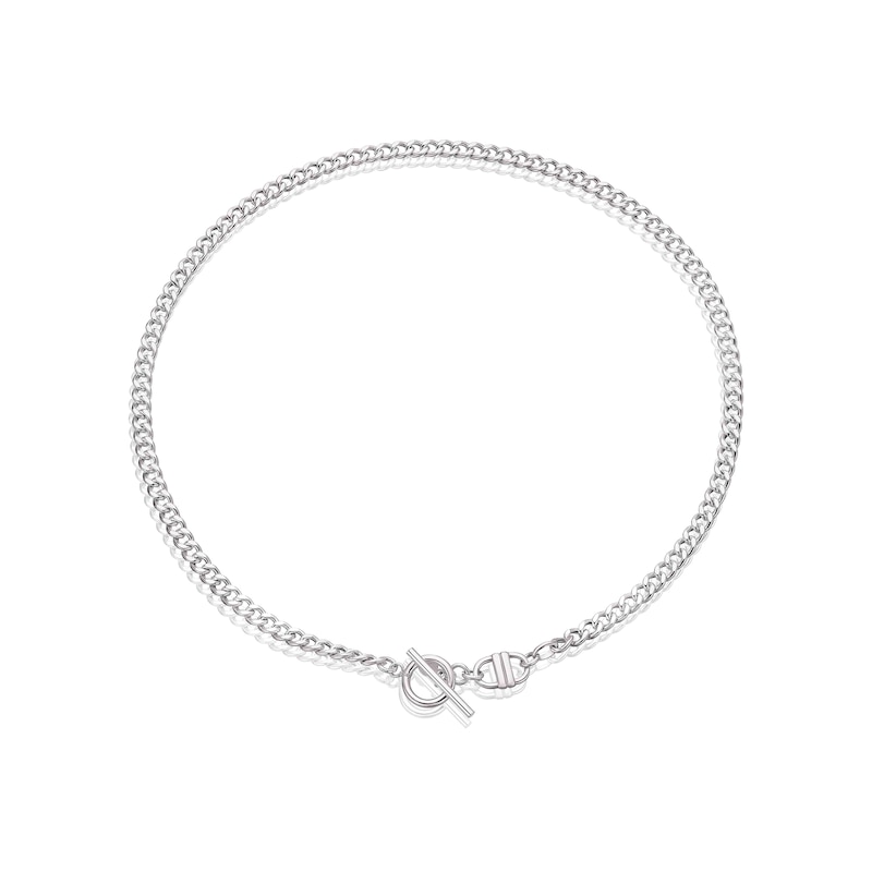 Main Image 2 of Sterling Silver T-Bar Curb Chain Necklace