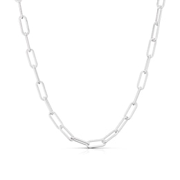 Sterling Silver Textured Paper Link Chain Necklace