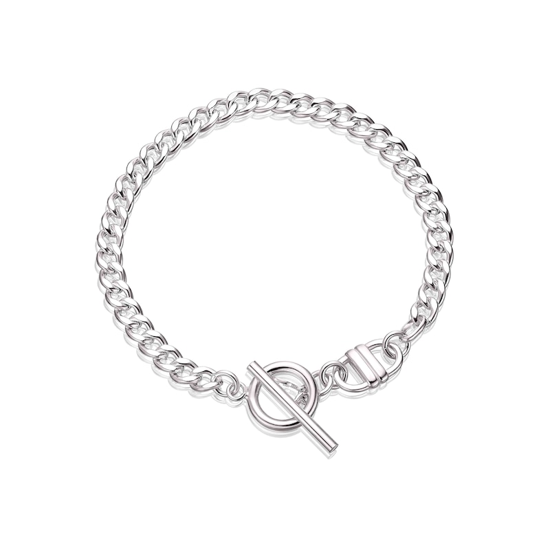 Sterling Silver T-Bar Curb Chain Bracelet