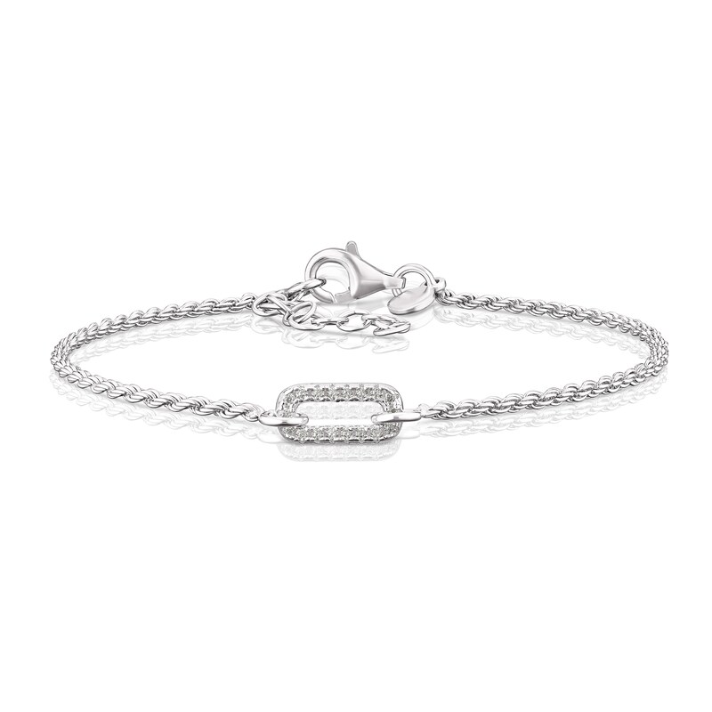 Main Image 1 of Sterling Silver Cubic Zirconia Oval Link Rope Bracelet