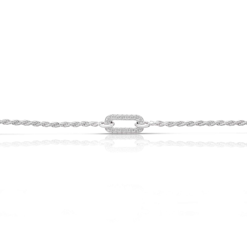 Main Image 2 of Sterling Silver Cubic Zirconia Oval Link Rope Bracelet