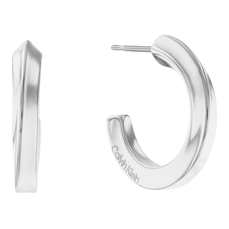 Calvin Klein Stainless Steel Twist Hoop Earrings