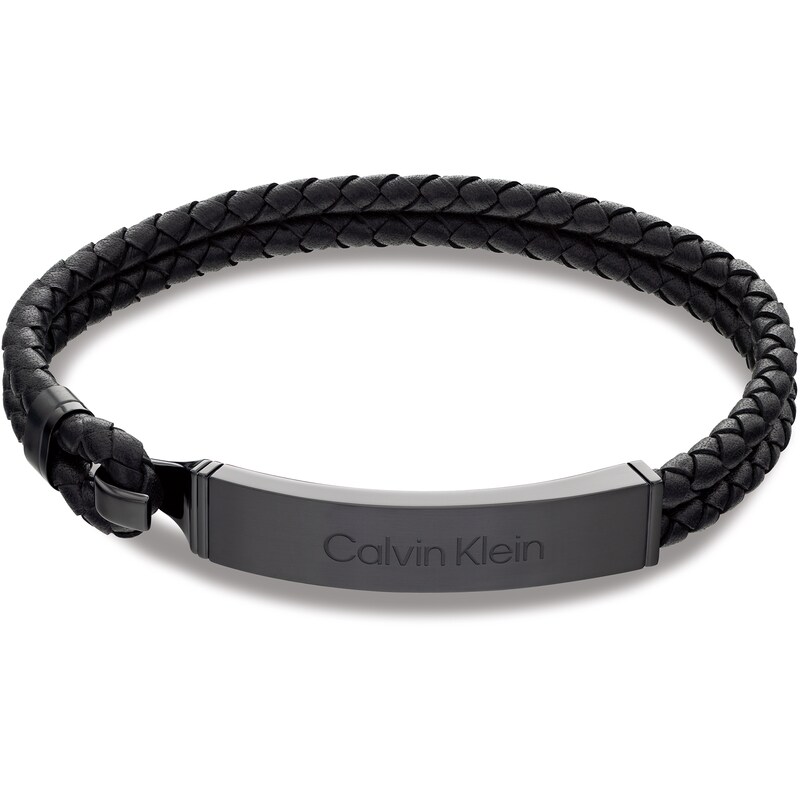 Main Image 1 of Calvin Klein Men's Black Braided Leather Bracelet