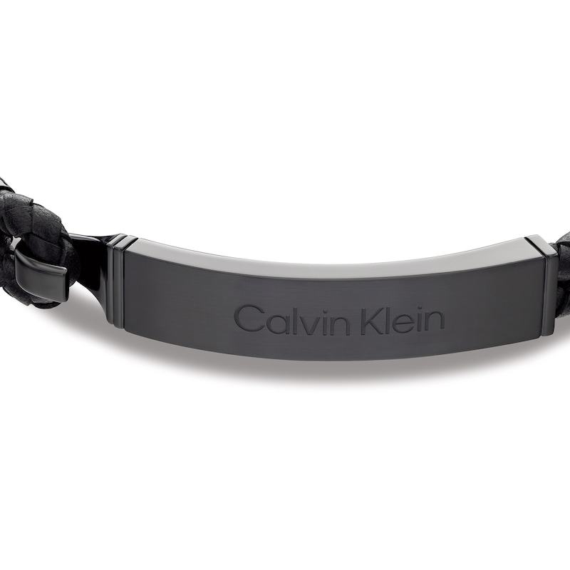 Calvin Klein Men's Black Braided Leather Bracelet