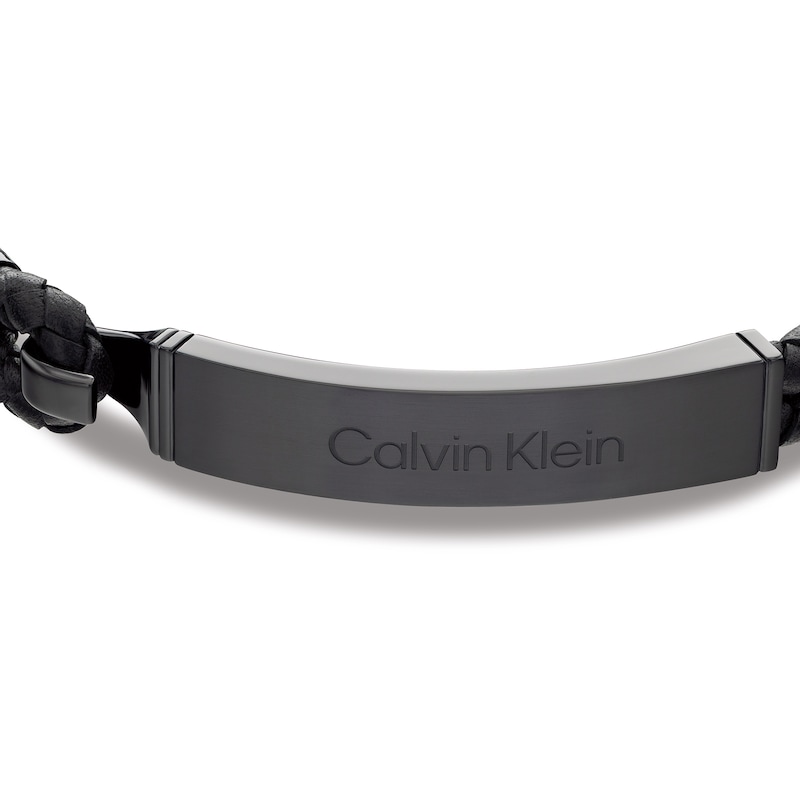 Main Image 2 of Calvin Klein Men's Black Braided Leather Bracelet