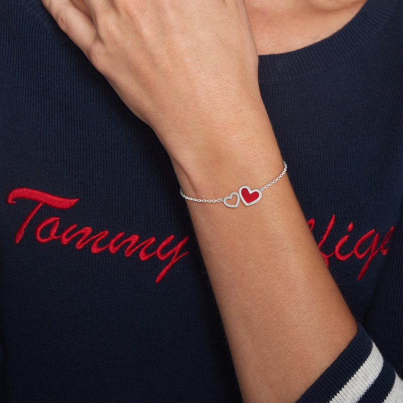 Tommy Hilfiger Enamel & Crystal Heart Bracelet