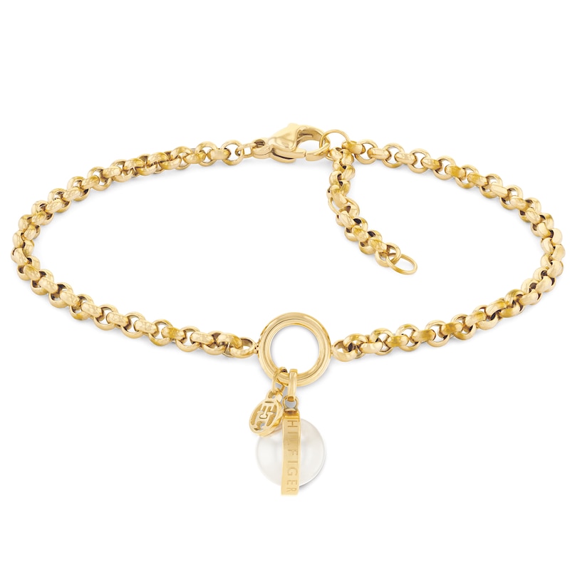 Tommy Hilfiger Gold Tone Pearl Charm Bracelet