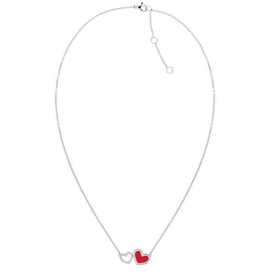 Tommy Hilfiger Enamel and Crystal Heart Necklace