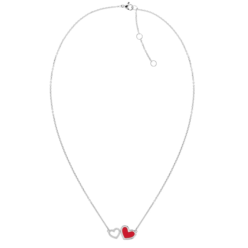 Tommy Hilfiger Enamel & Crystal Heart Necklace