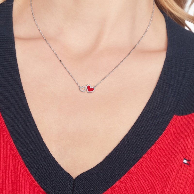 Main Image 2 of Tommy Hilfiger Enamel & Crystal Heart Necklace