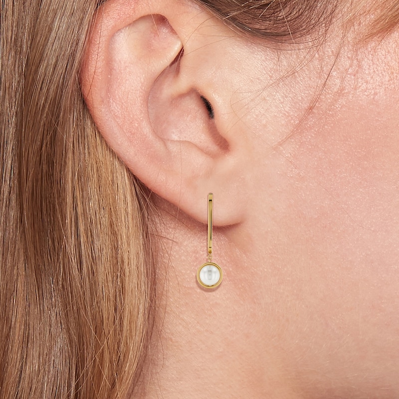 Main Image 2 of Tommy Hilfiger Gold Tone IP Pearl Charm Earrings