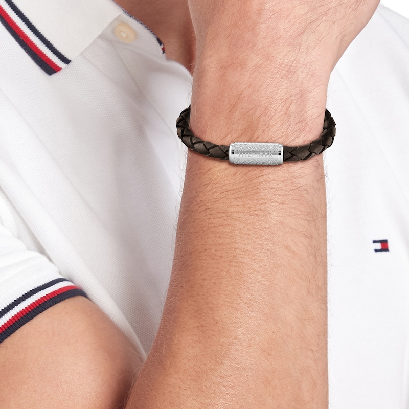 Tommy Hilfiger Mens Brown Leather Bracelet