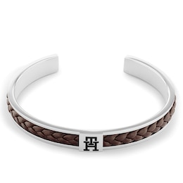 Tommy Hilfiger Men's Stainless Steel Brown Leather Bracelet