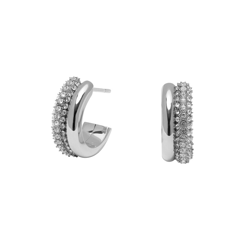 Olivia Burton Stainless Steel Crystal Hoop Earrings