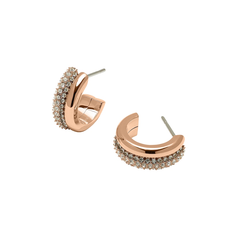 Olivia Burton Rose Gold Tone Crystal Hoop Earrings