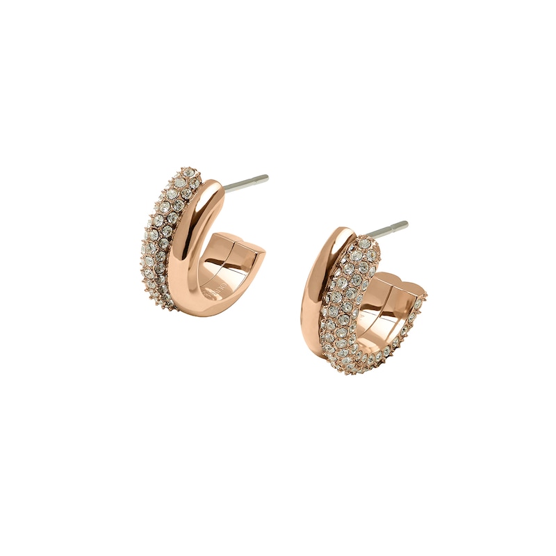 Olivia Burton Rose Gold Tone Crystal Hoop Earrings