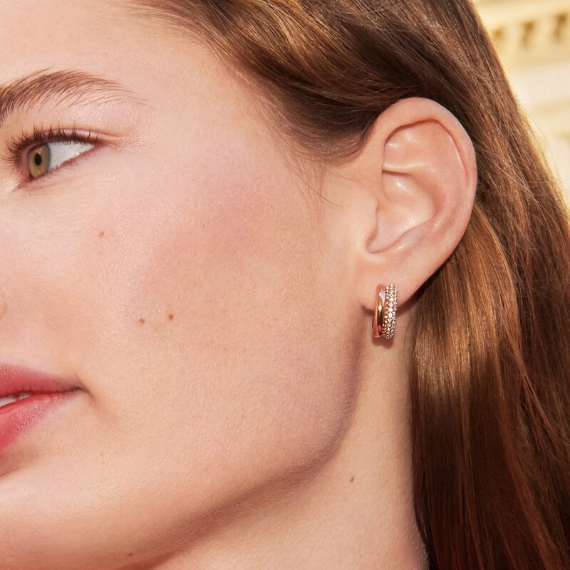 Main Image 4 of Olivia Burton Rose Gold Tone Crystal Hoop Earrings