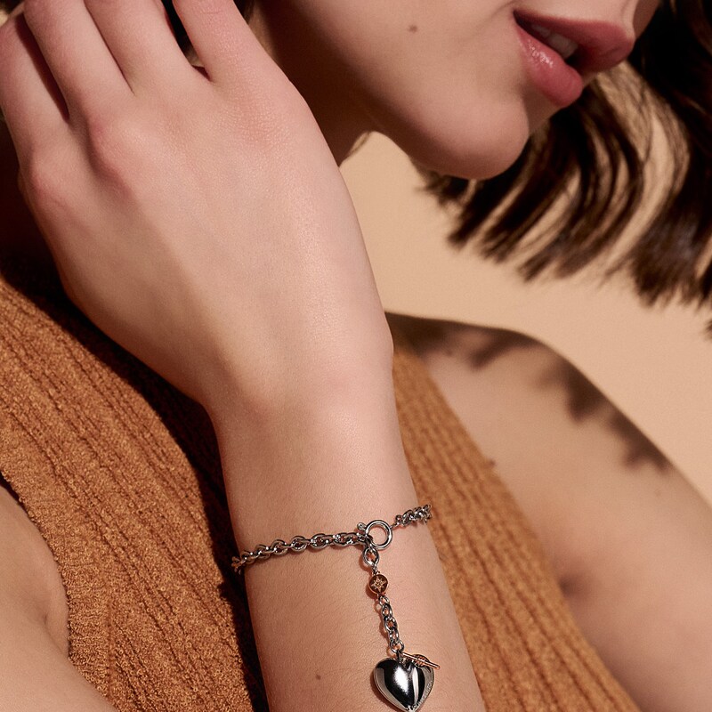 Main Image 4 of Olivia Burton Stainless Steel Link Heart Charm Bracelet