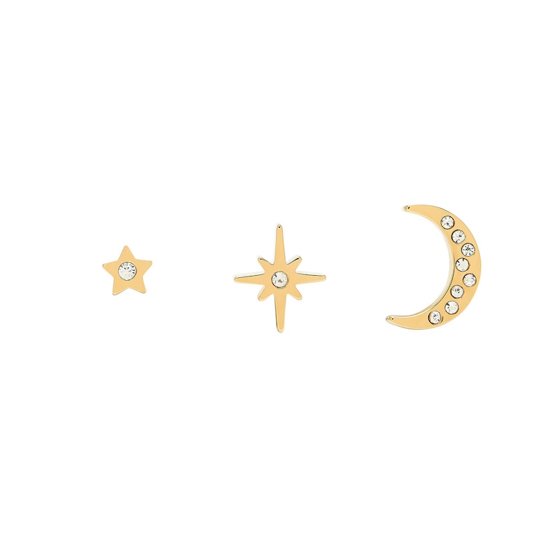 Main Image 1 of Olivia Burton Gold Tone North Star & Moon Stud Set