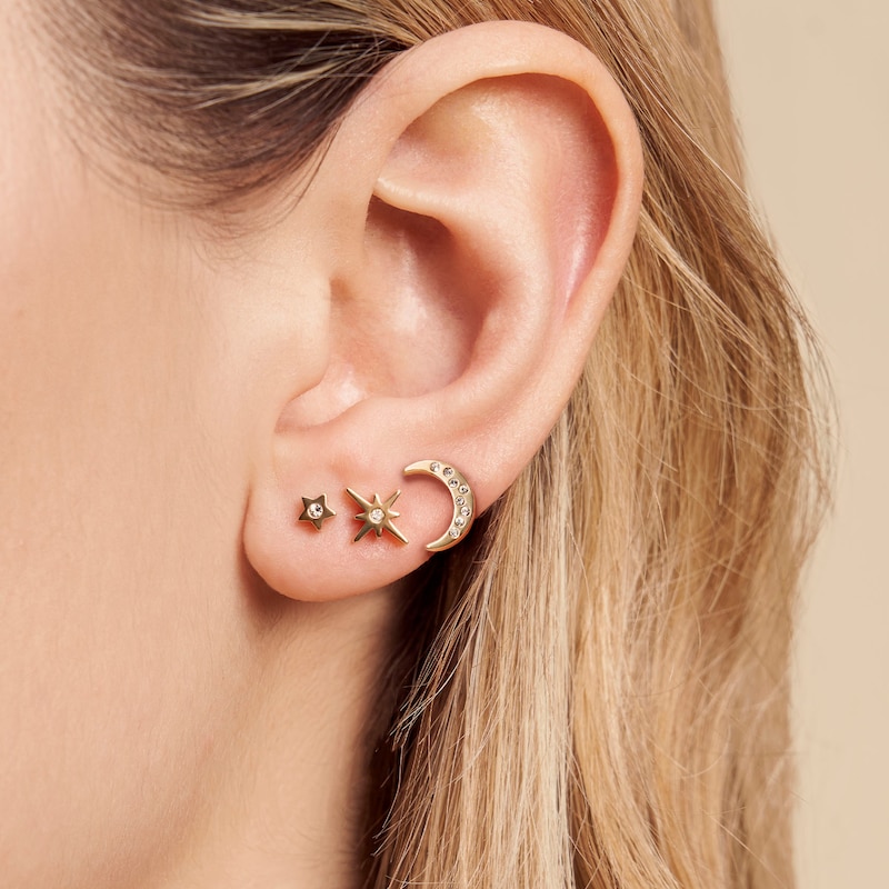 Main Image 3 of Olivia Burton Gold Tone North Star & Moon Stud Set