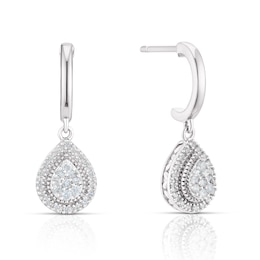 Sterling Silver 0.20ct Diamond Pear Cluster Drop Earrings