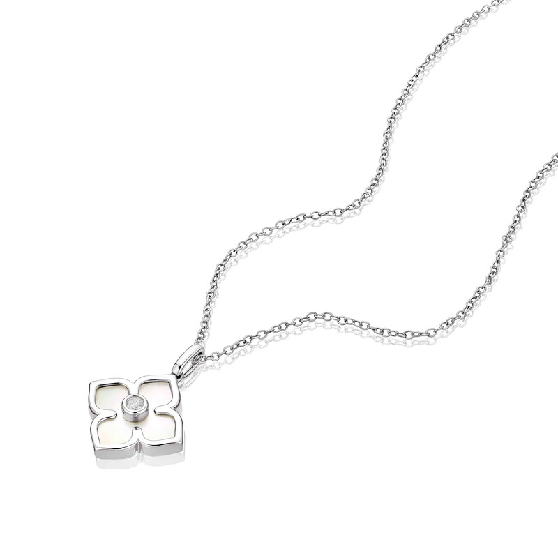 Sterling Silver 0.04ct Diamond Clover Pendant