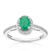 Thumbnail Image 0 of 9ct White Gold Emerald 0.15ct Diamond Oval Halo Ring