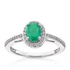 Thumbnail Image 1 of 9ct White Gold Emerald 0.15ct Diamond Oval Halo Ring
