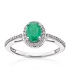 Thumbnail Image 0 of 9ct White Gold Emerald 0.15ct Diamond Oval Halo Ring