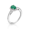 Thumbnail Image 1 of 9ct White Gold Emerald 0.15ct Diamond Oval Halo Ring