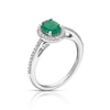Thumbnail Image 2 of 9ct White Gold Emerald 0.15ct Diamond Oval Halo Ring