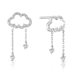 Sterling Silver 0.10ct Diamond Cloud Drop Earrings