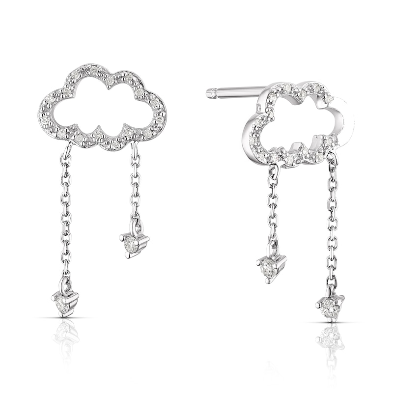 Sterling Silver 0.10ct Diamond Cloud Drop Earrings