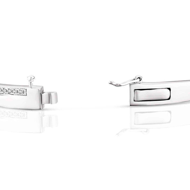 Main Image 2 of Sterling Silver 0.07ct Diamond Crossover Bangle