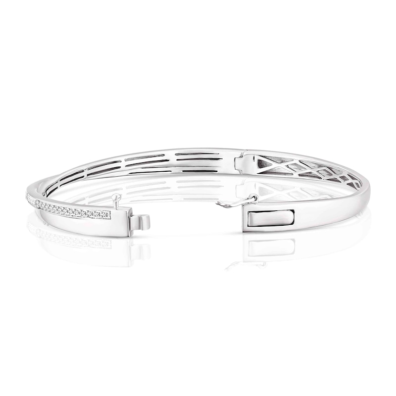 Main Image 3 of Sterling Silver 0.07ct Diamond Crossover Bangle