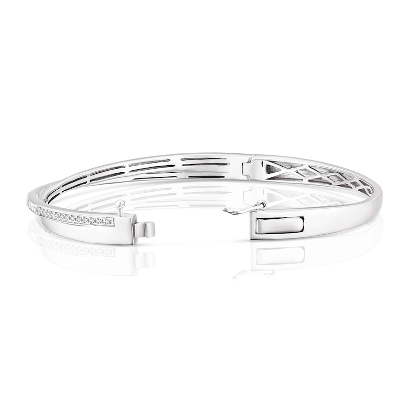 Sterling Silver 0.07ct Diamond Crossover Bangle