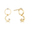 Sterling Silver & 18ct Gold Plated 0.05ct Diamond Moon Drop Earrings