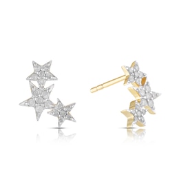 Sterling Silver & 18ct Gold Plated 0.25ct Diamond Star Climber Earrings