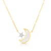 Thumbnail Image 0 of Sterling Silver Gold Vermeil 0.01ct Diamond MOP Moon & Star Necklace
