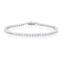 Sterling Silver Blue Topaz Bezel Set Tennis Bracelet